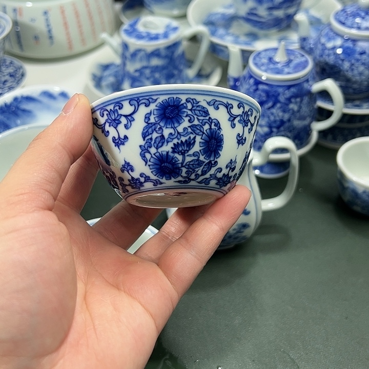 微瑕柴窑点工团菊薄胎鸡缸杯