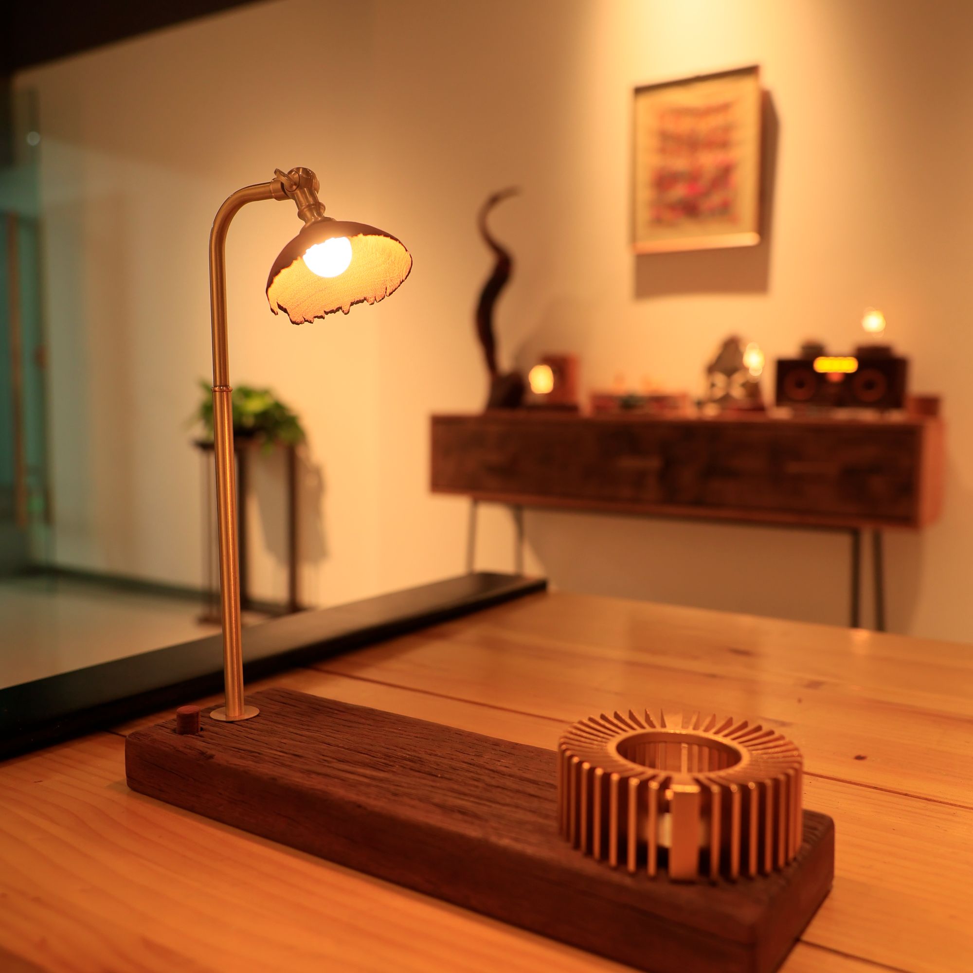 侘寂手作茶灯 红椿木 茶室 书房 侘寂风茶空间新中式 充电款