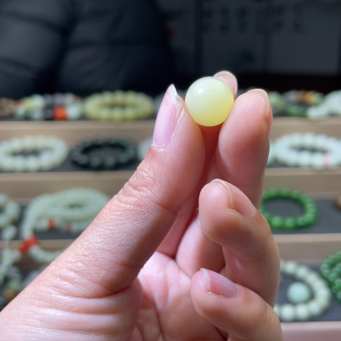 和田玉手链未镶嵌单珠12