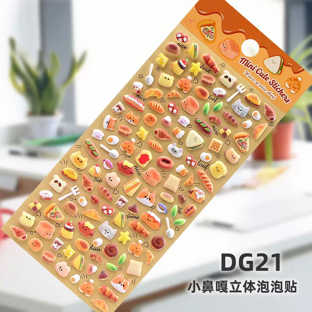 可爱3D立体卡通动物泡泡贴纸儿童手帐手机装饰贴画