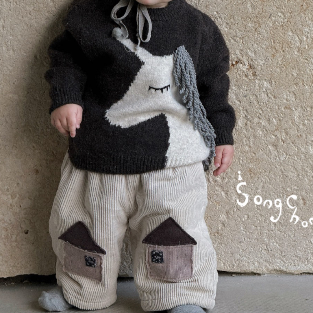 松虫小房子加绒直筒裤