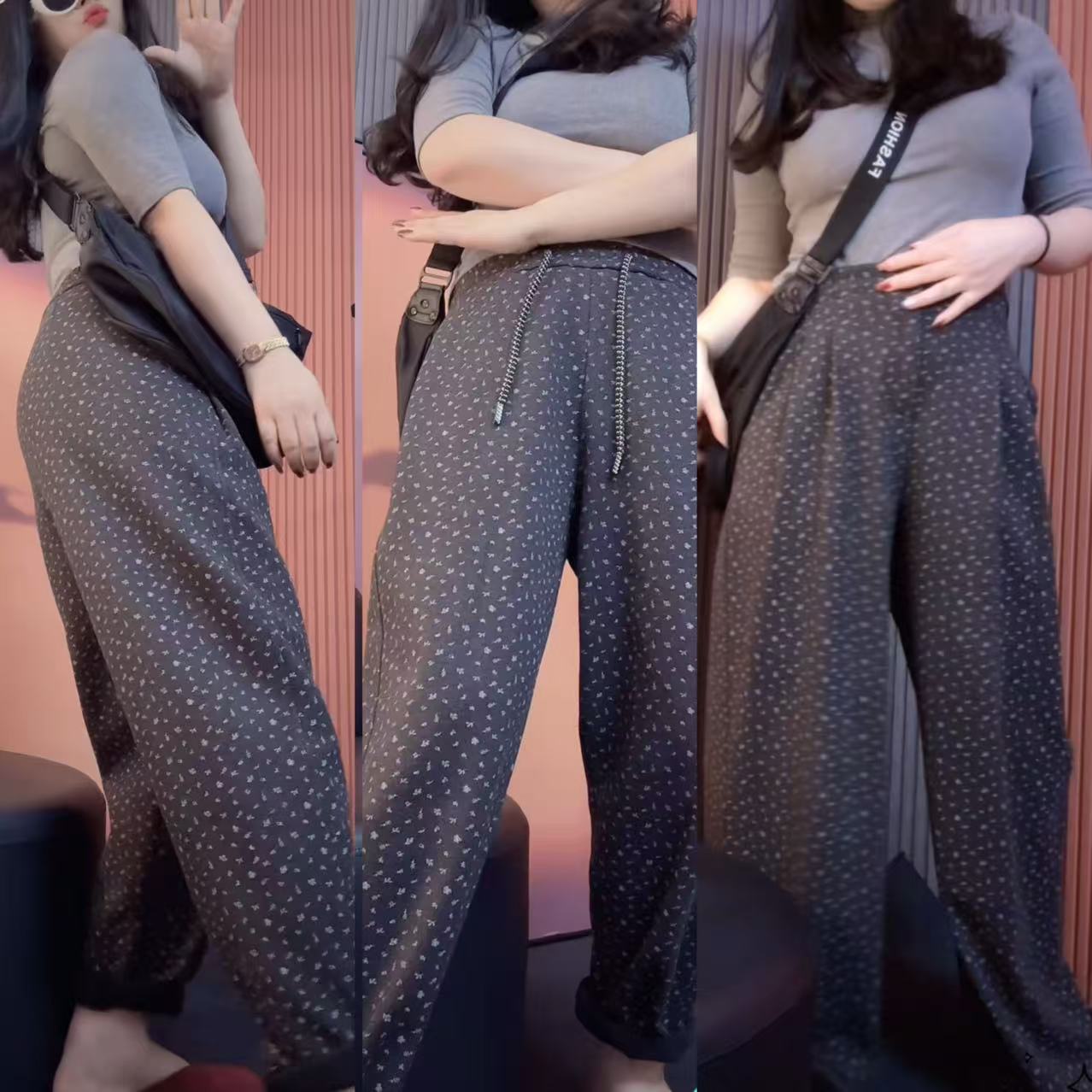 【欧千金】冬季新款加厚加绒 星夜花海 加欧洲山羊 绒棉 弹性休闲裤