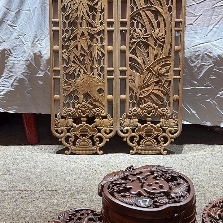 萍***，香樟木东阳仿古木雕装饰