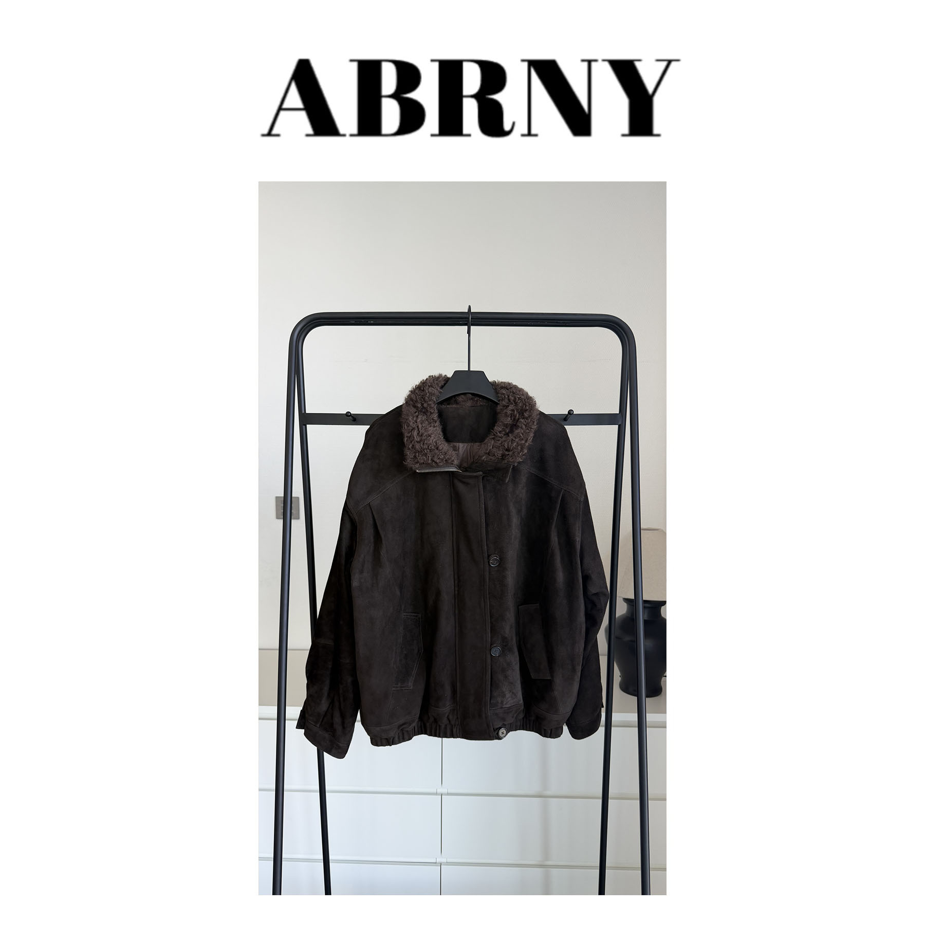 许小黑【英国街道】羊皮皮革白鹅绒皮毛外套保暖大衣 7783