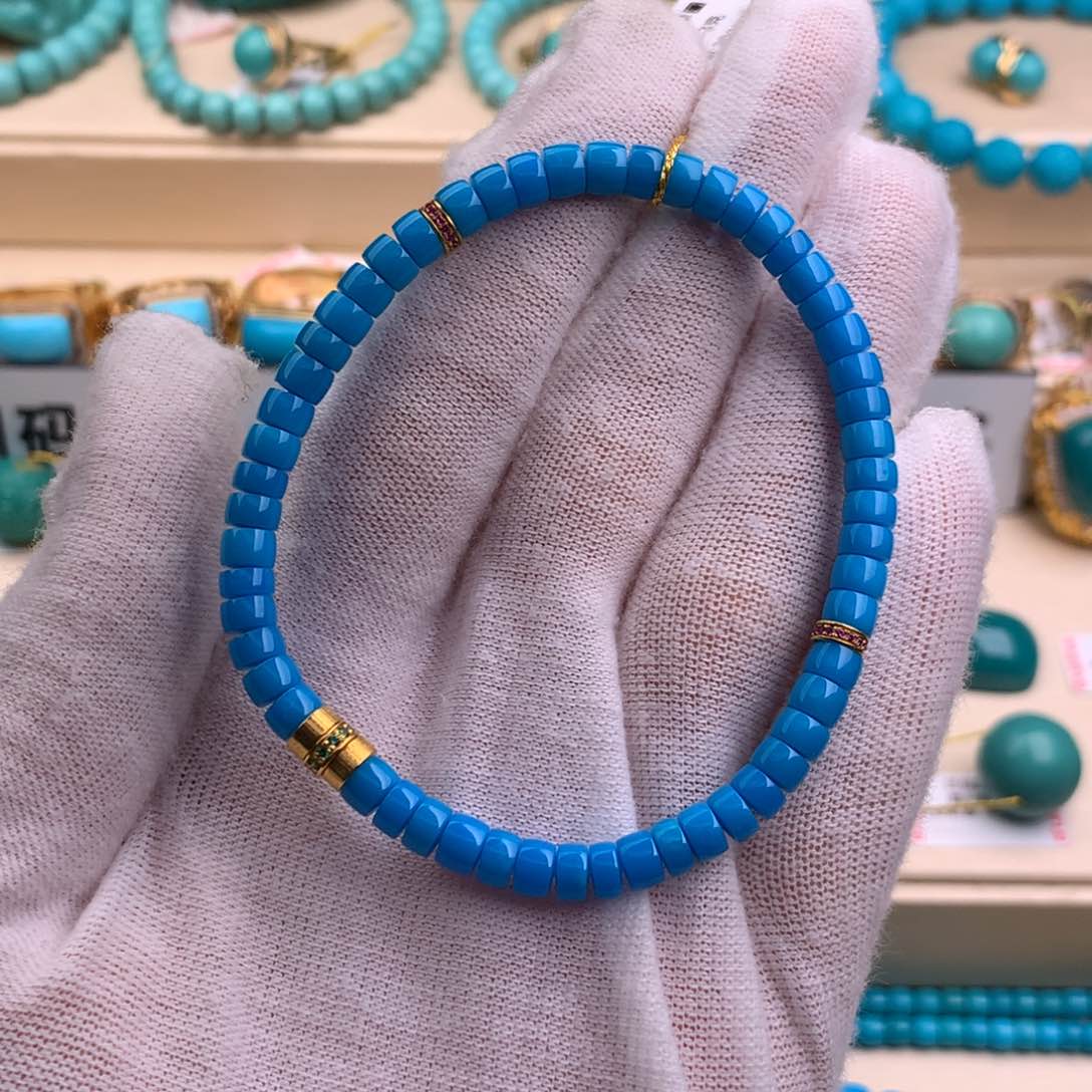 绿松石珠宝奇石18K金镶嵌澜**天