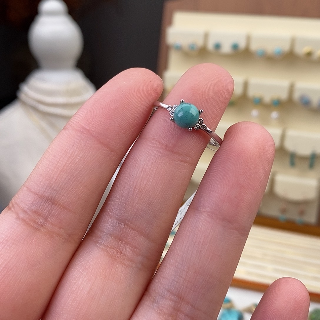 绿松石戒指银S925镶嵌