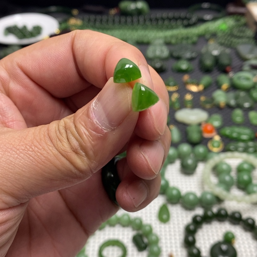 【闪购商品】和田玉（碧玉）耳饰银S925镶嵌