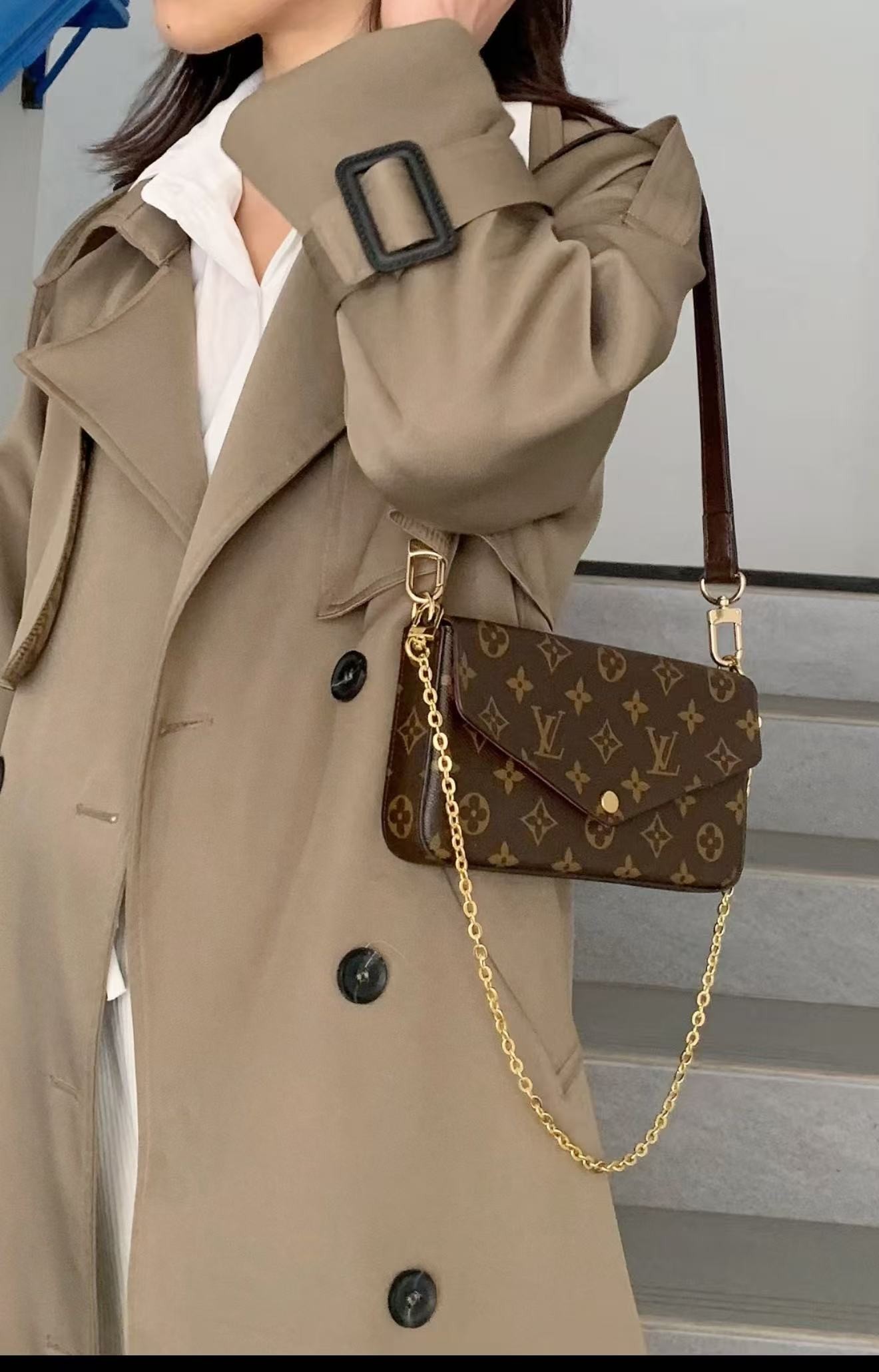 修复品LouisVuitton/路易威登中古款三合一链条包单肩女士包包3