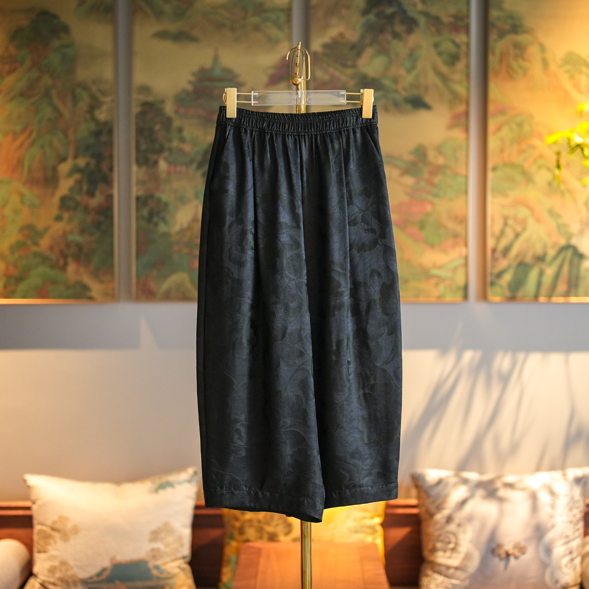 蓝大【墨心语】桑蚕丝新中式休闲裤7753