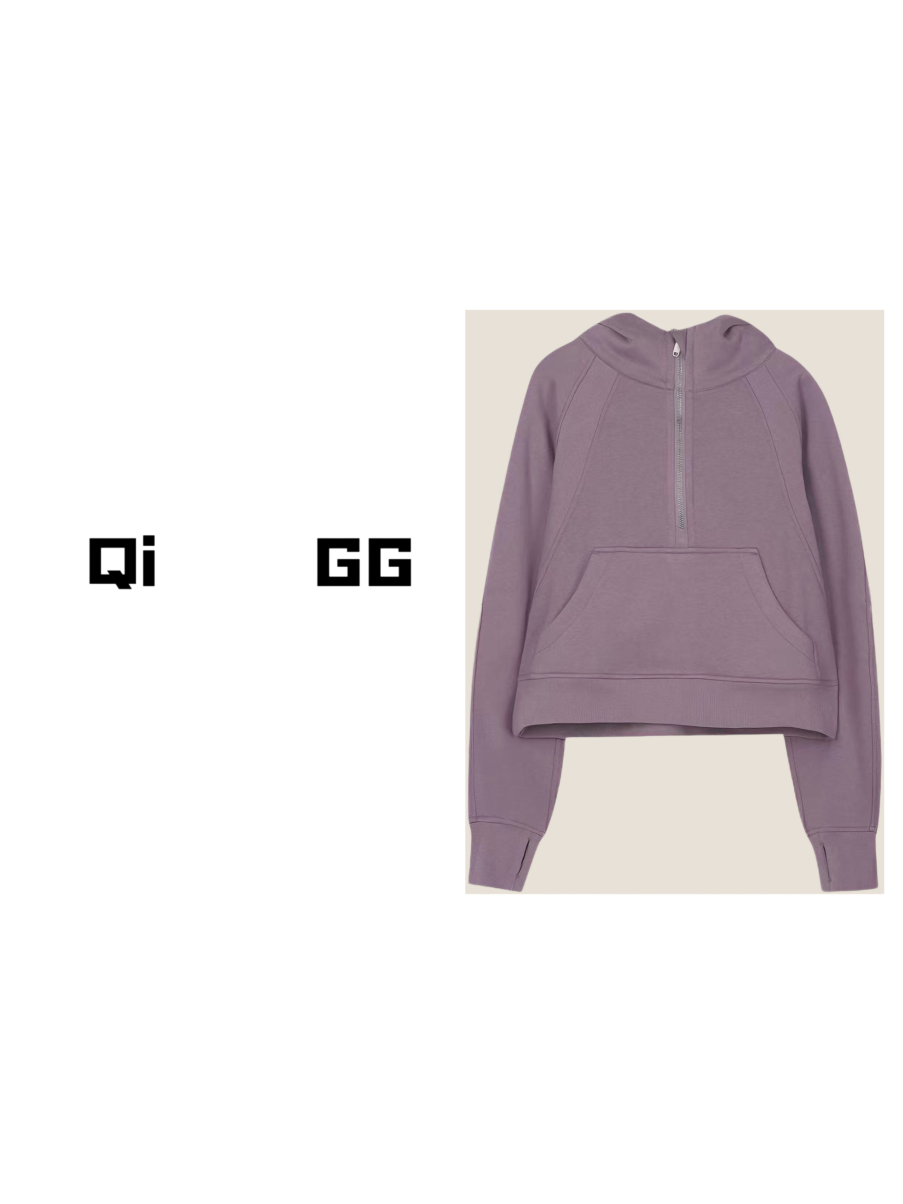【Qi    GG】半拉链连帽卫衣