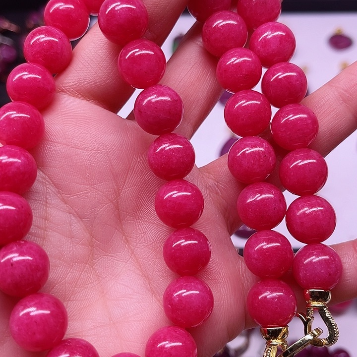 红宝石蔷薇项链银S925镶嵌