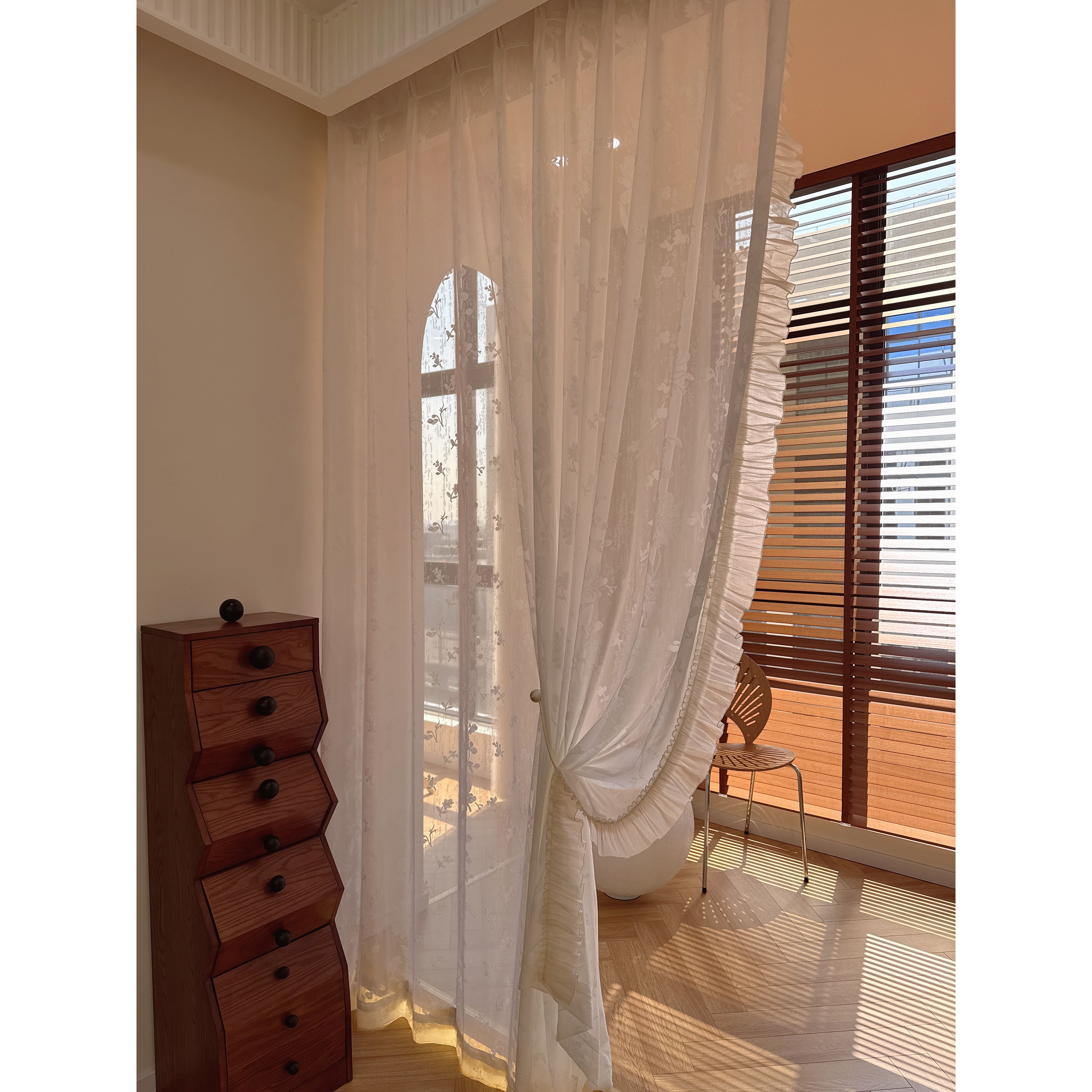 芍药 日式阳台透光窗帘耐磨耐刮现代白纱定制窗帘纱帘透气