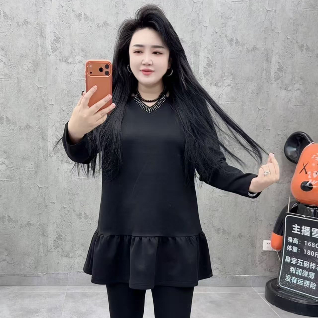 欧货亮钻显瘦设计感百搭中长款连衣裙