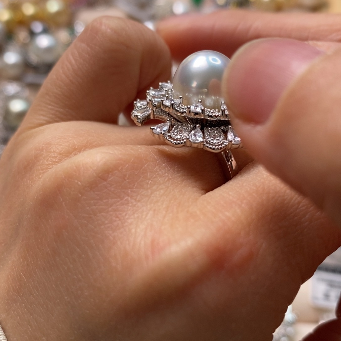 海水珍珠戒指银S925镶嵌