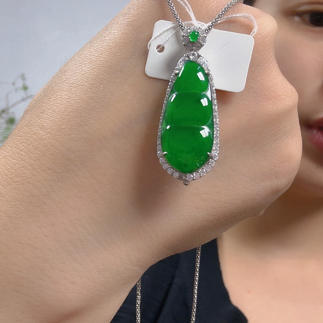 翡翠银S925镶嵌吊坠(不含链)