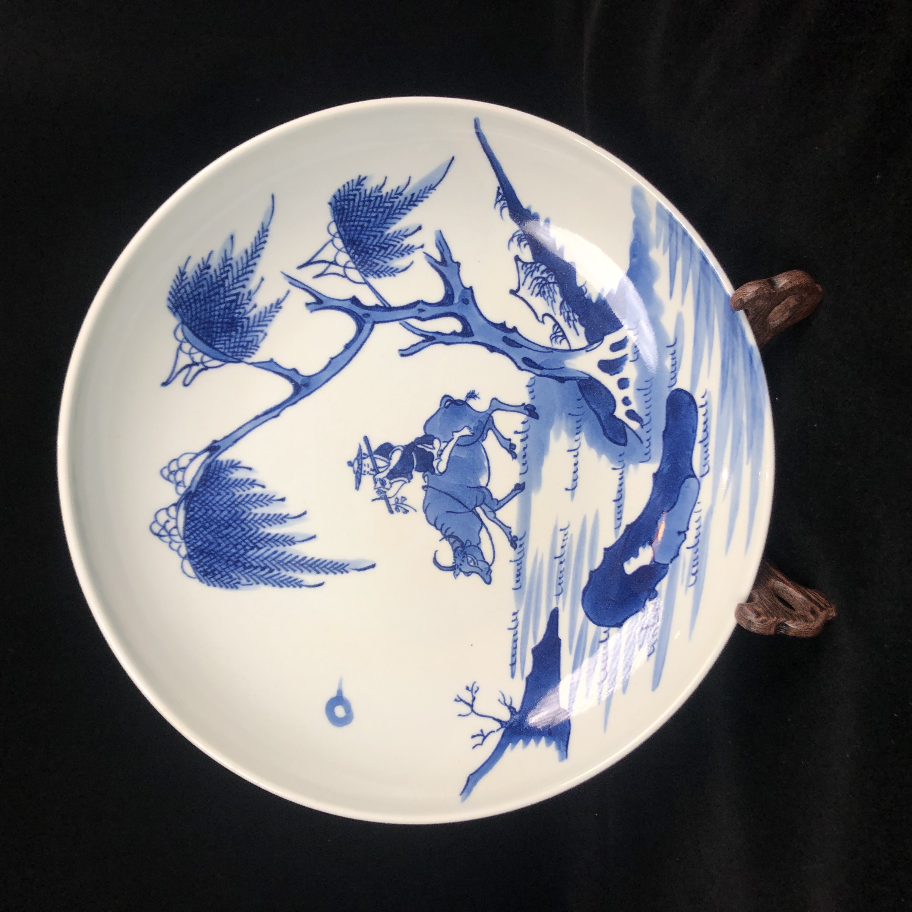 青花童子骑牛纹赏盘B2-160