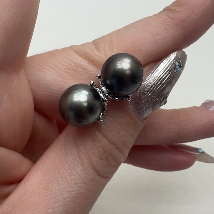 海水珍珠耳饰银S925镶嵌