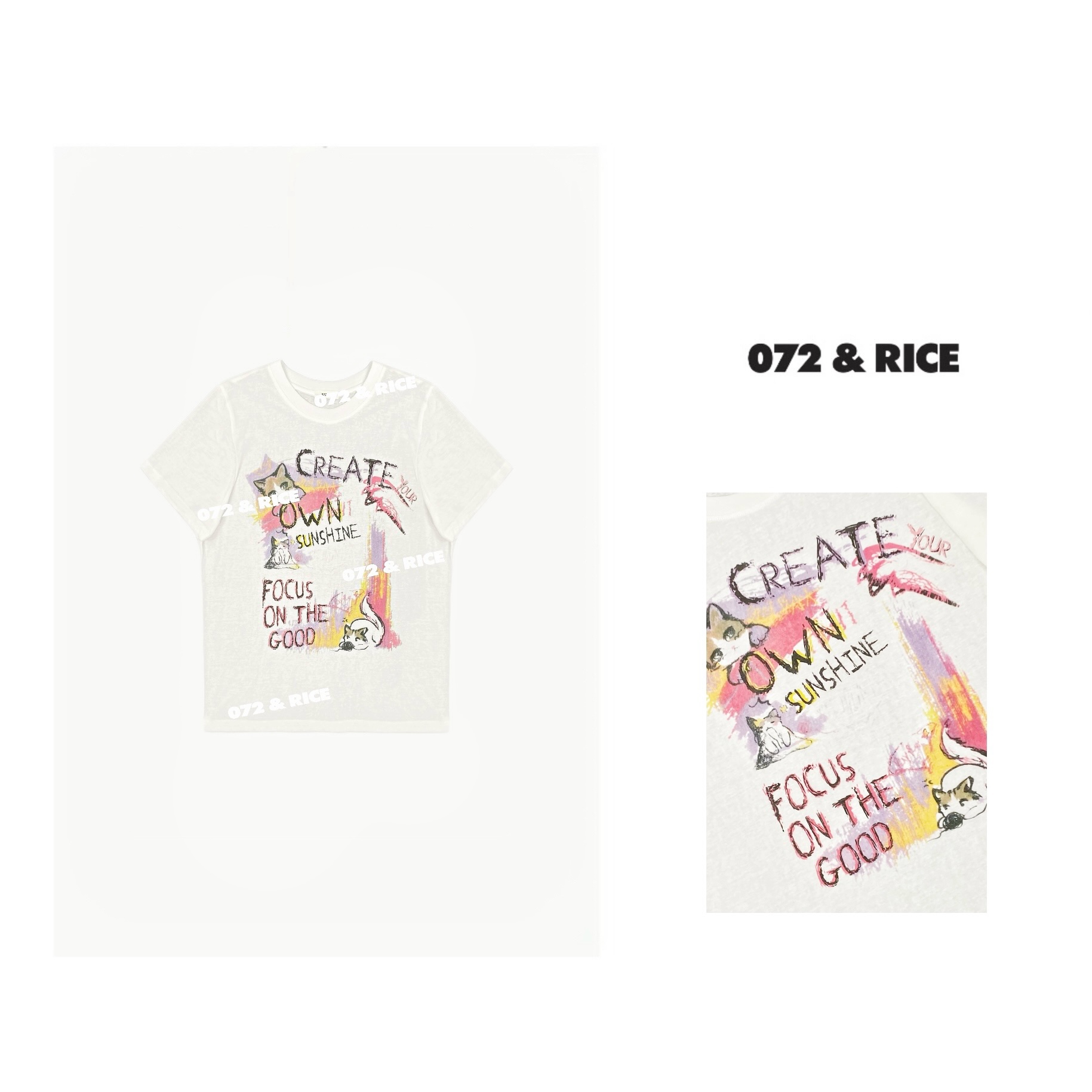 072 & RICE【彩虹猫】春夏休闲圆领短袖T恤 24XD14