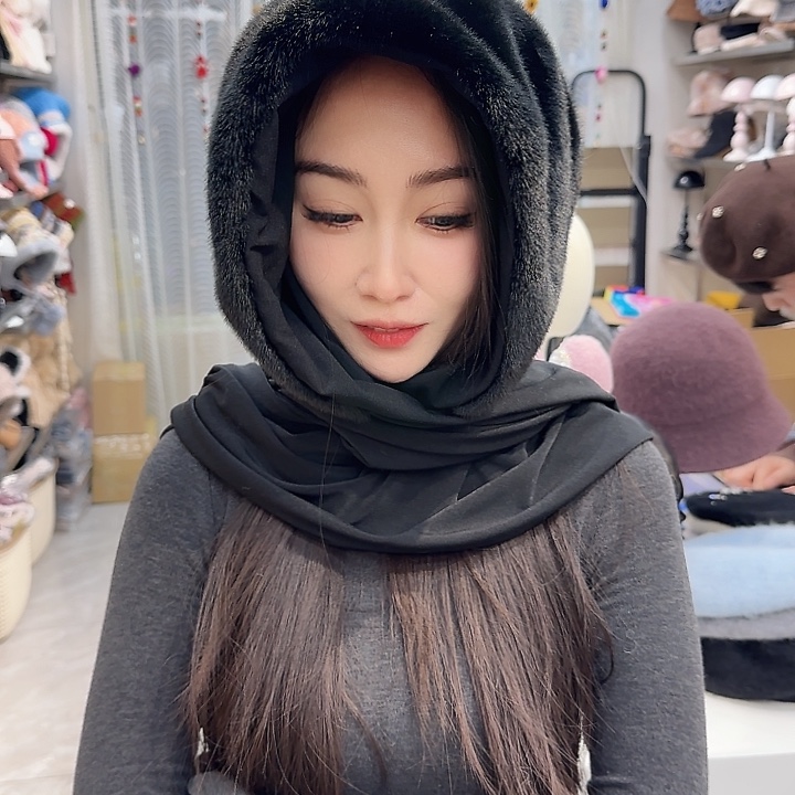 纯棉包头帽黑色4444555