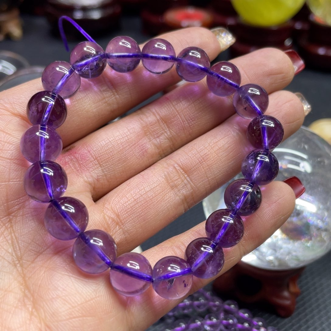 水晶紫水晶手串10mm未镶嵌L****)天然水晶