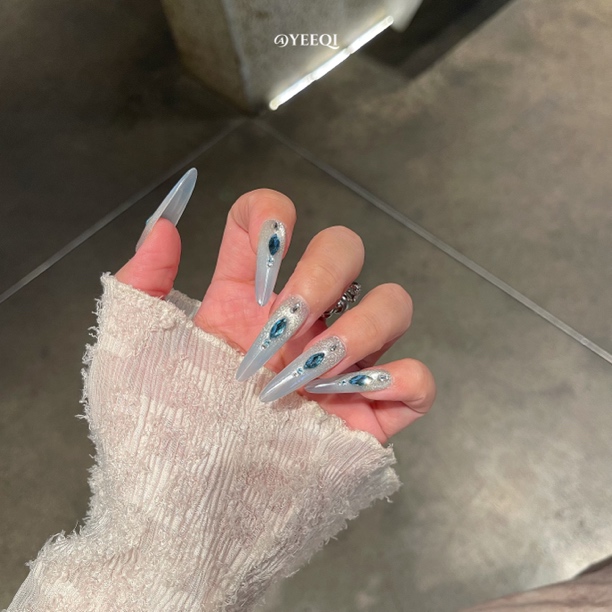 【薅羊毛】Yeeqi | 海蓝碎碎冰 猫眼华子钻钻 手工穿戴甲定制