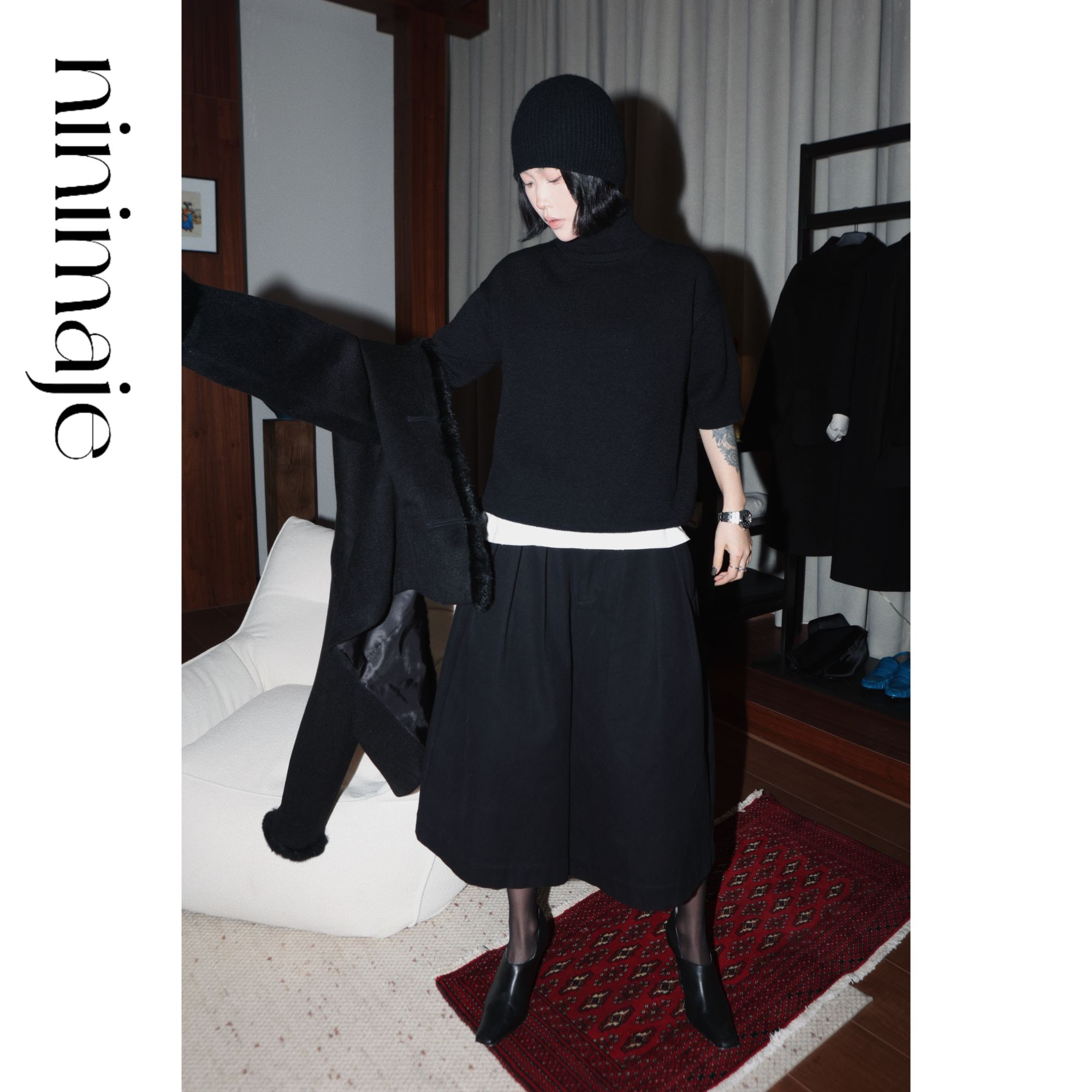 NanBeiBei 复古水洗花苞牛仔裤 7552