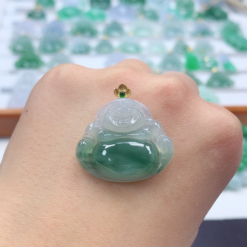 【闪购商品】翡翠吊坠(赠链)18K金镶嵌