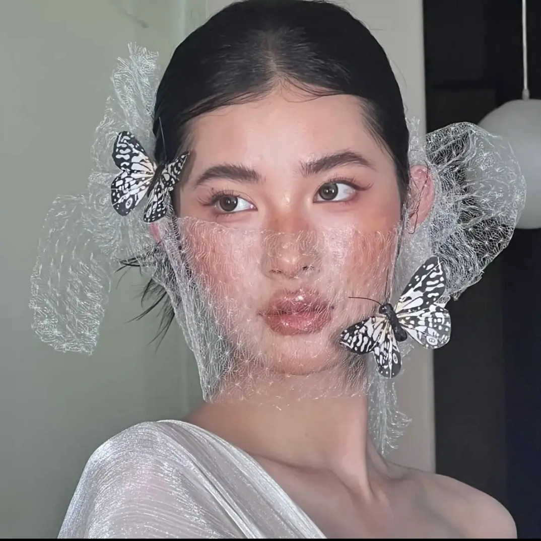 立体蝴蝶结复古网红发夹百搭白色面纱网纱新娘头饰结婚跟妆造型