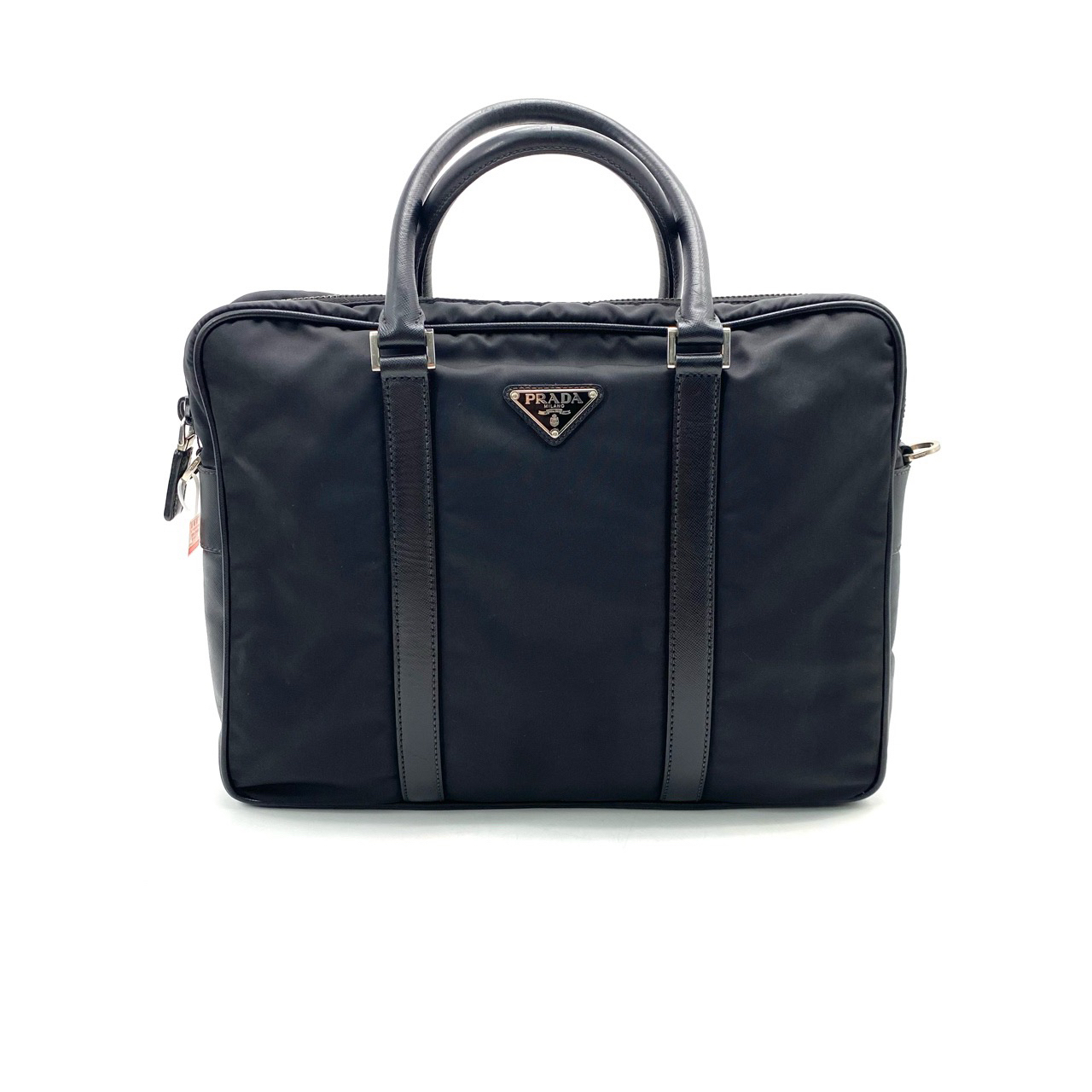 95新 Prada/普拉达 黑色尼龙公文包 无肩带 尺寸36/27男士经典