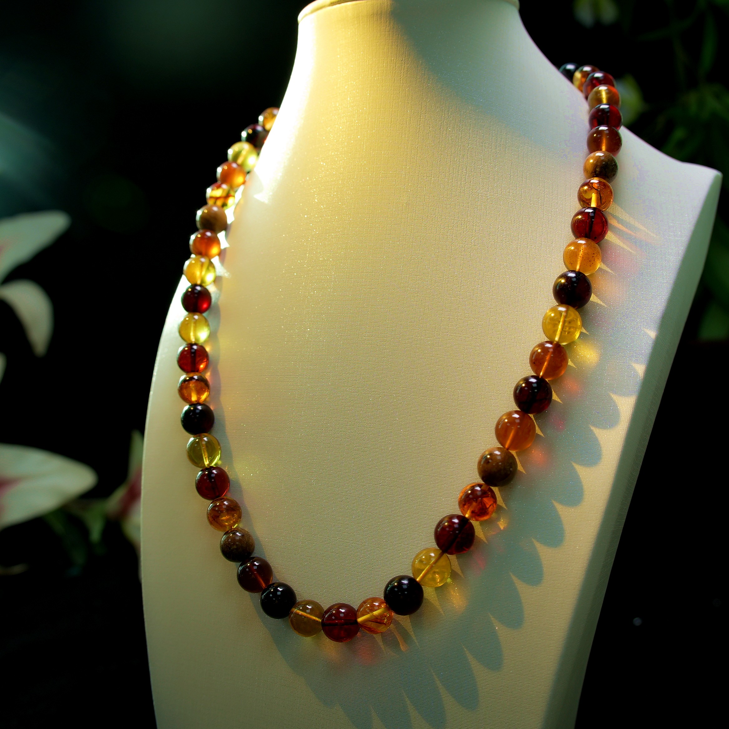 SY多宝妈妈链9+天然琥珀蜜蜡项链轻奢时尚美拉德色系欧若风百搭款