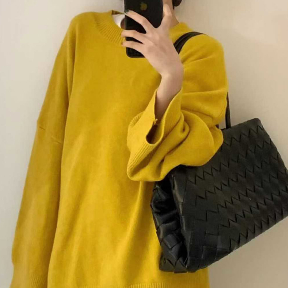 休闲风套头款卫衣圆领厚款慵懒风宽松型长袖中长款