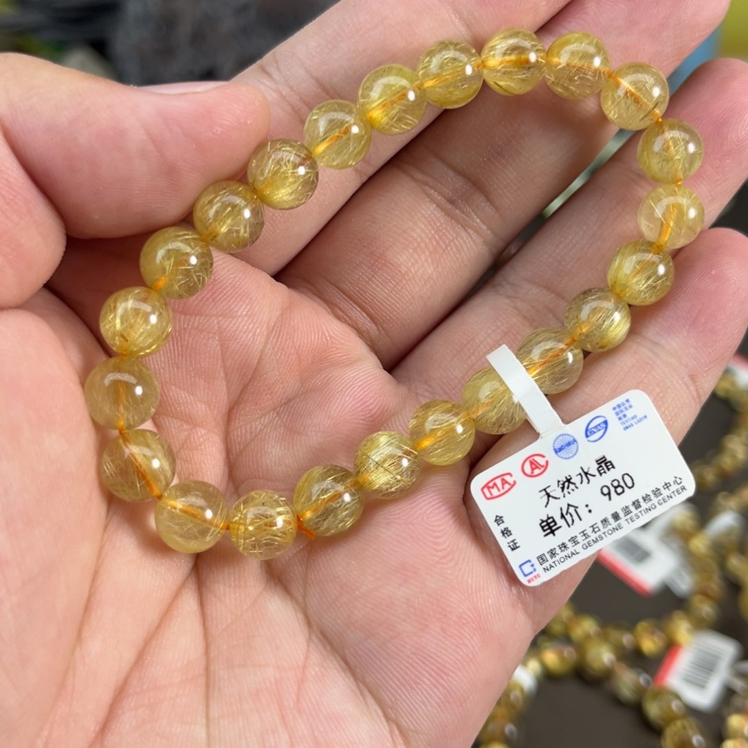 水晶手串未镶嵌金发晶