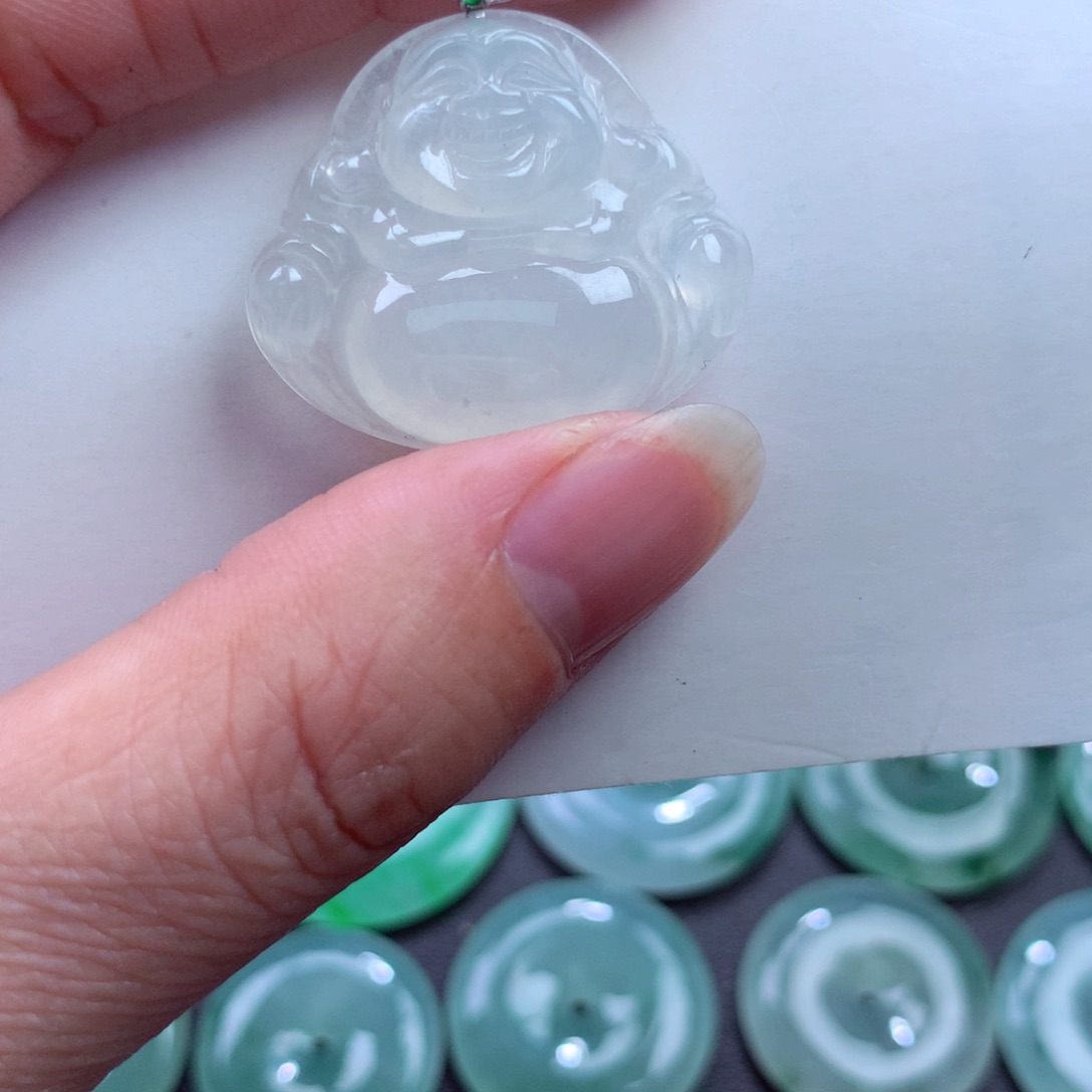 翡翠吊坠(不含链)18K金镶嵌