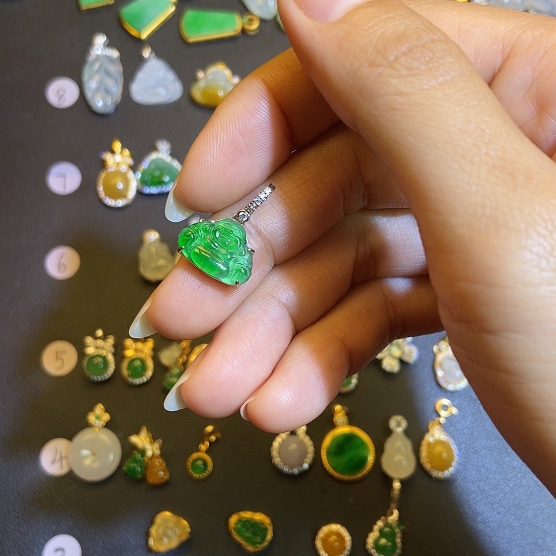 翡翠银S925镶嵌吊坠(不含链)