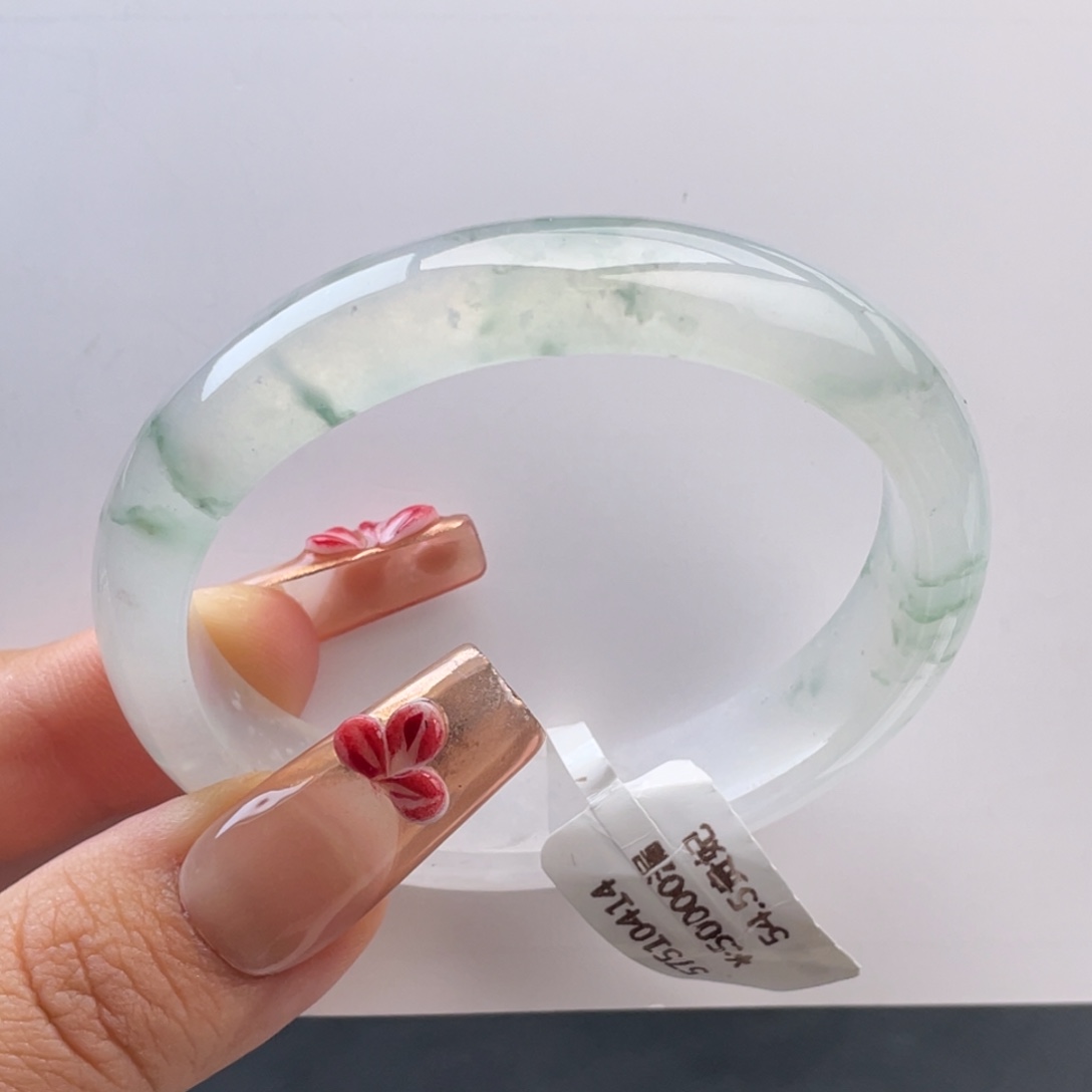 翡翠手镯未镶嵌回流）冰飘花贵妃手镯