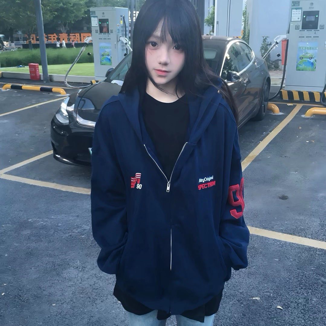 1333# 薄款/加绒  复黑底+印花+毛巾绣 卫衣女