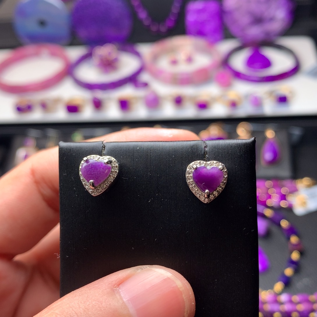 苏纪石（舒俱来）耳钉银S925镶嵌