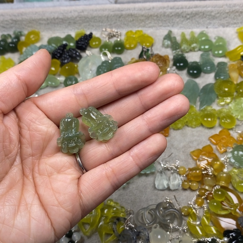 【闪购商品】蛇纹石玉挂件耳饰耳环项链未镶嵌