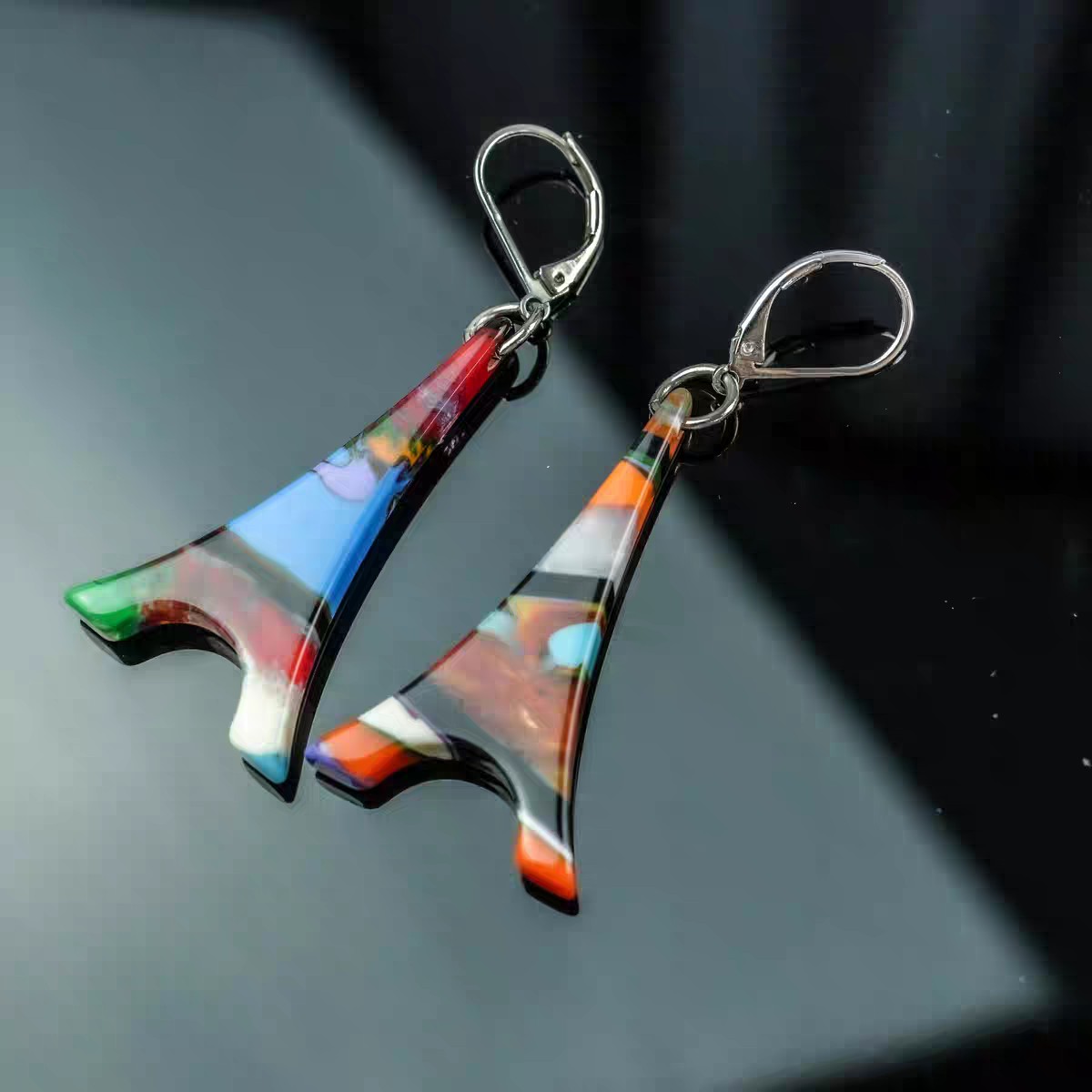 合金树脂耳饰 中古女孩vingtage   意大利SOBRAL树脂耳钩A3822