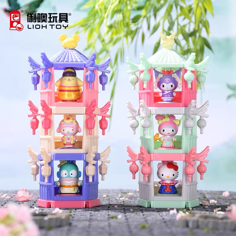 三丽鸥古韵亭台盲盒古风HelloKitty亭子造型摆件手办