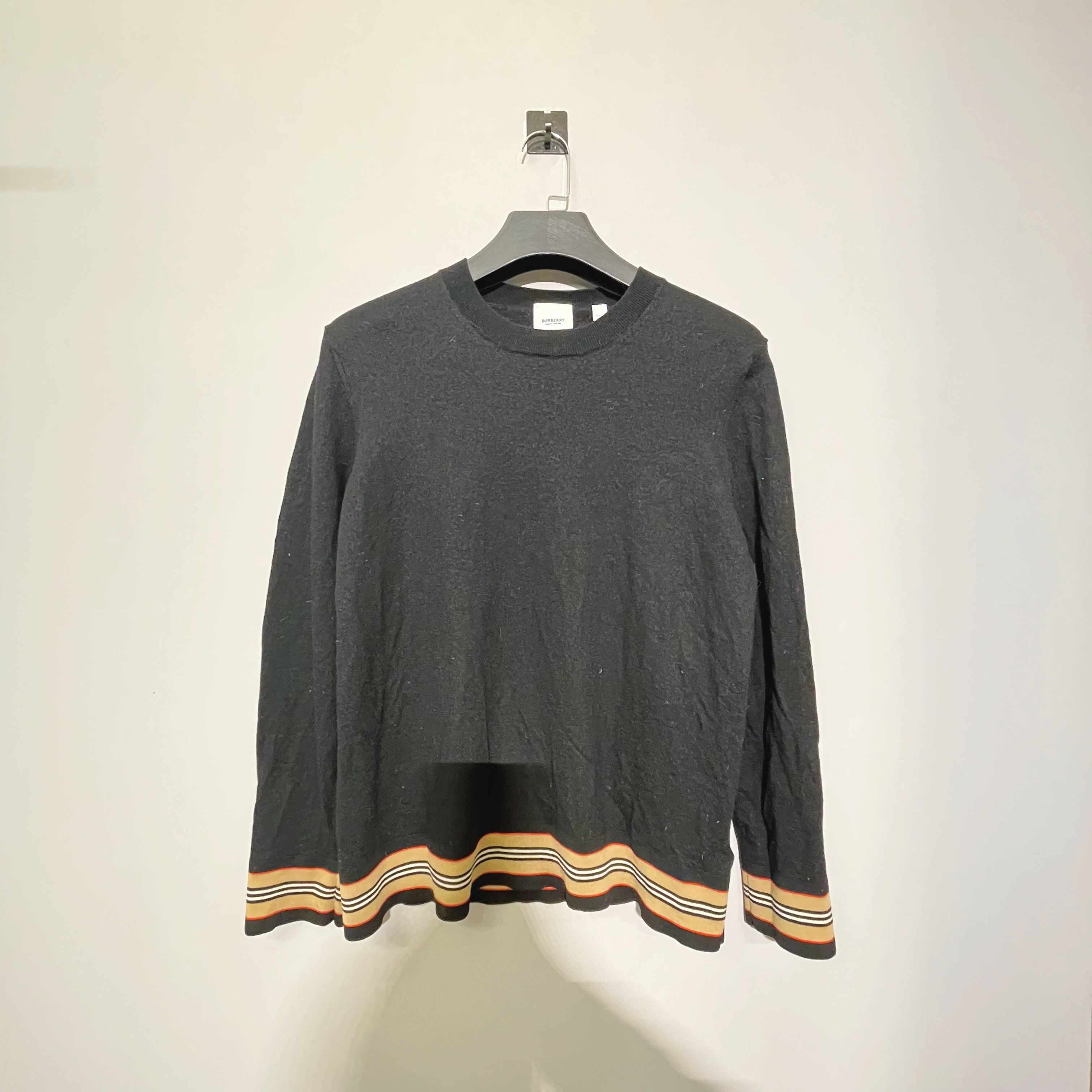 99新 BURBERRY/博柏利 黑色格纹羊毛毛衣XXL码/价11200