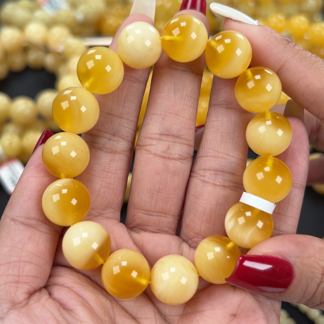 琥珀未镶嵌手链22克