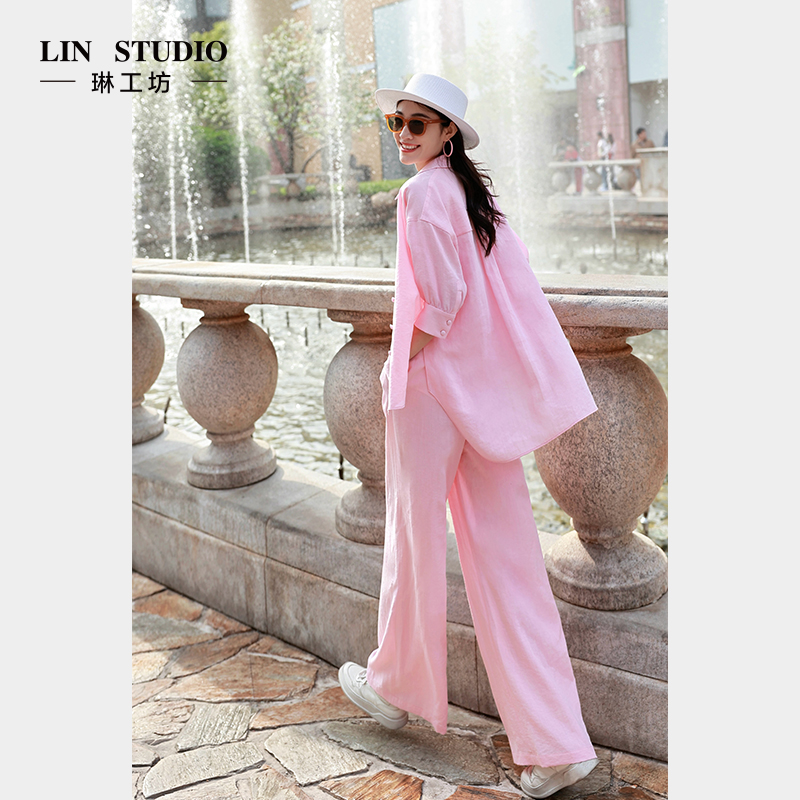 【衬衫】琳工坊“薄萦”粉色衬衫气质优雅宽松通勤简约浪漫唐琳设计师