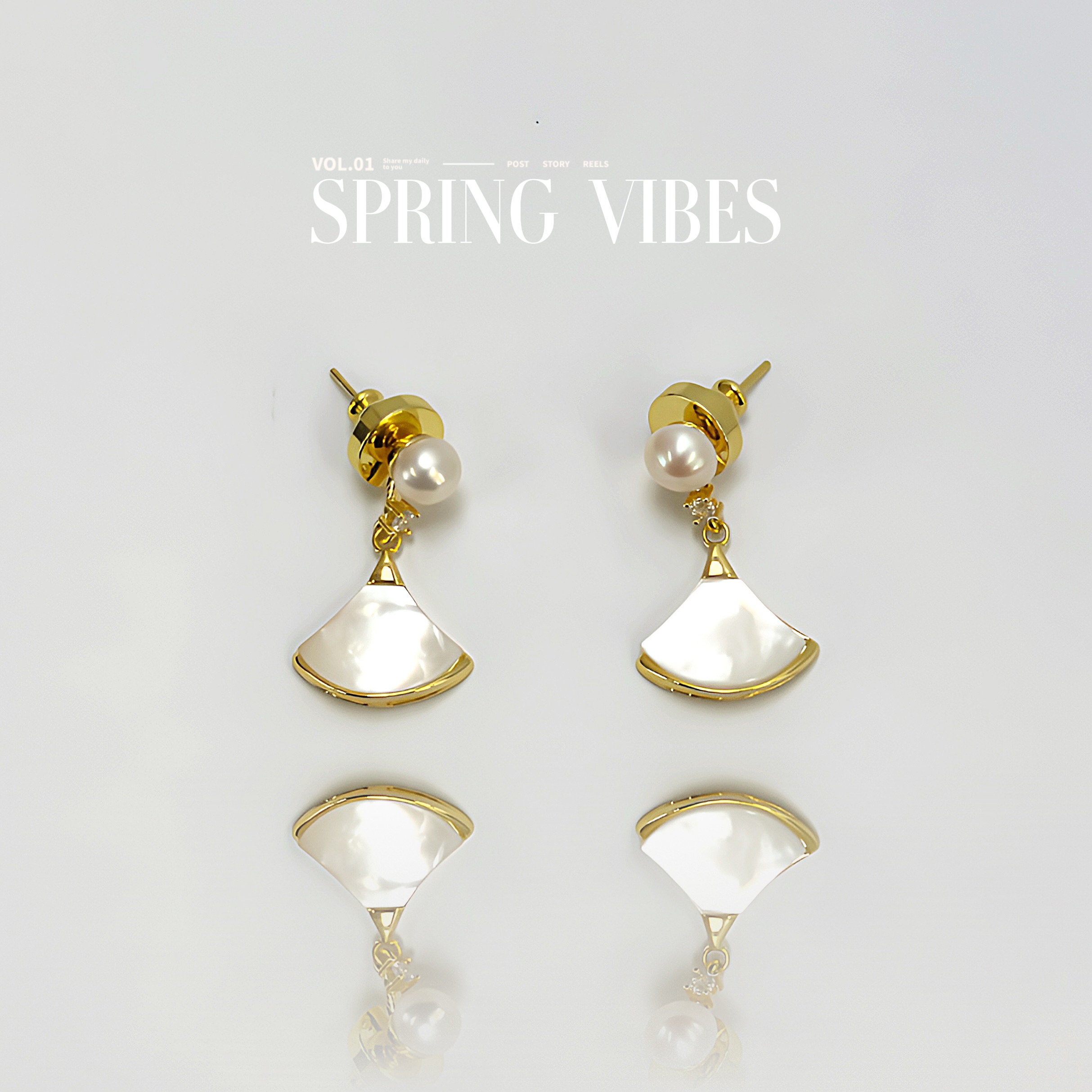 天然淡水珍珠耳饰- DSN设计师款复古高级耳环（1085）