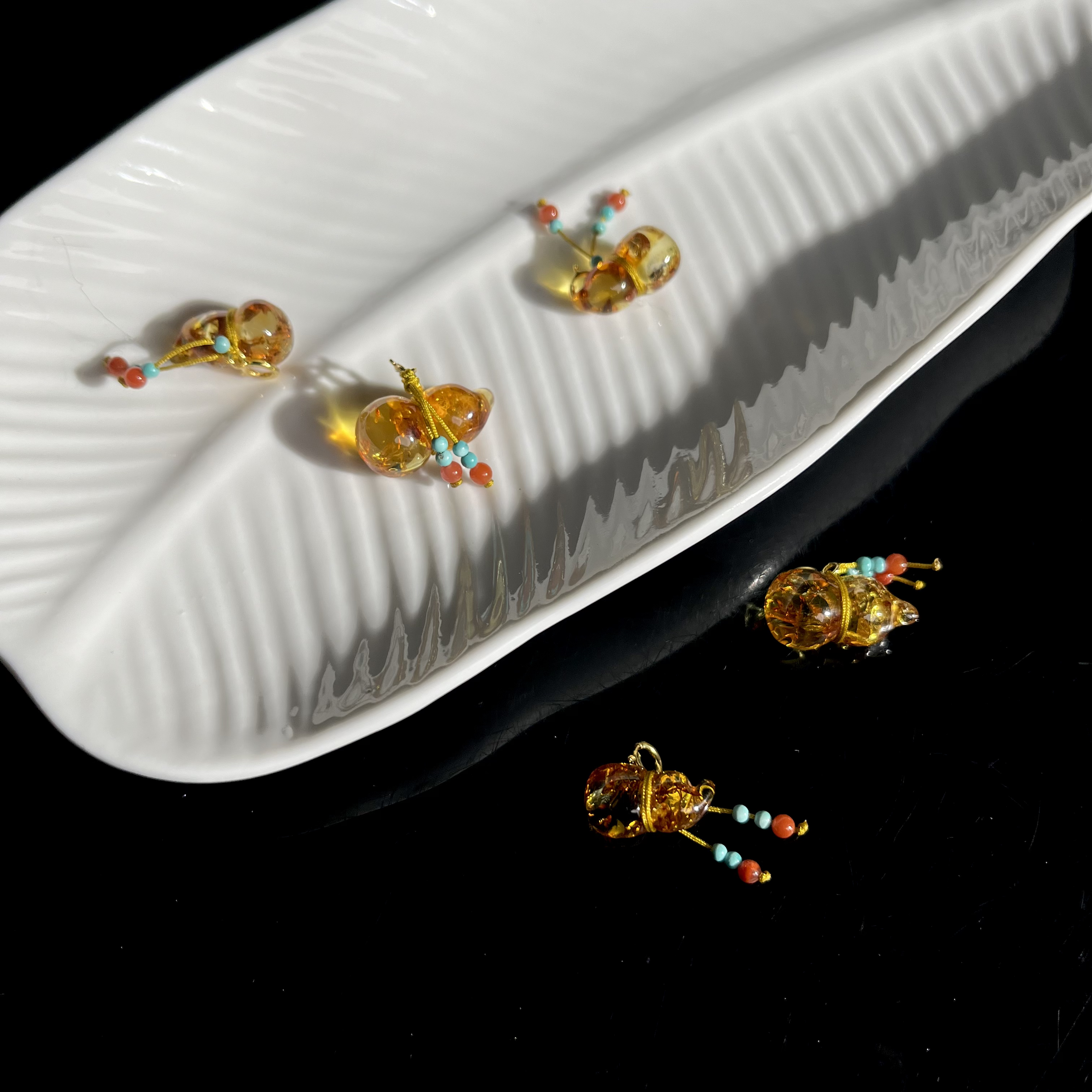 【大鱼甄选】花珀DIY葫芦吊坠女款小众YW95多样性发其一