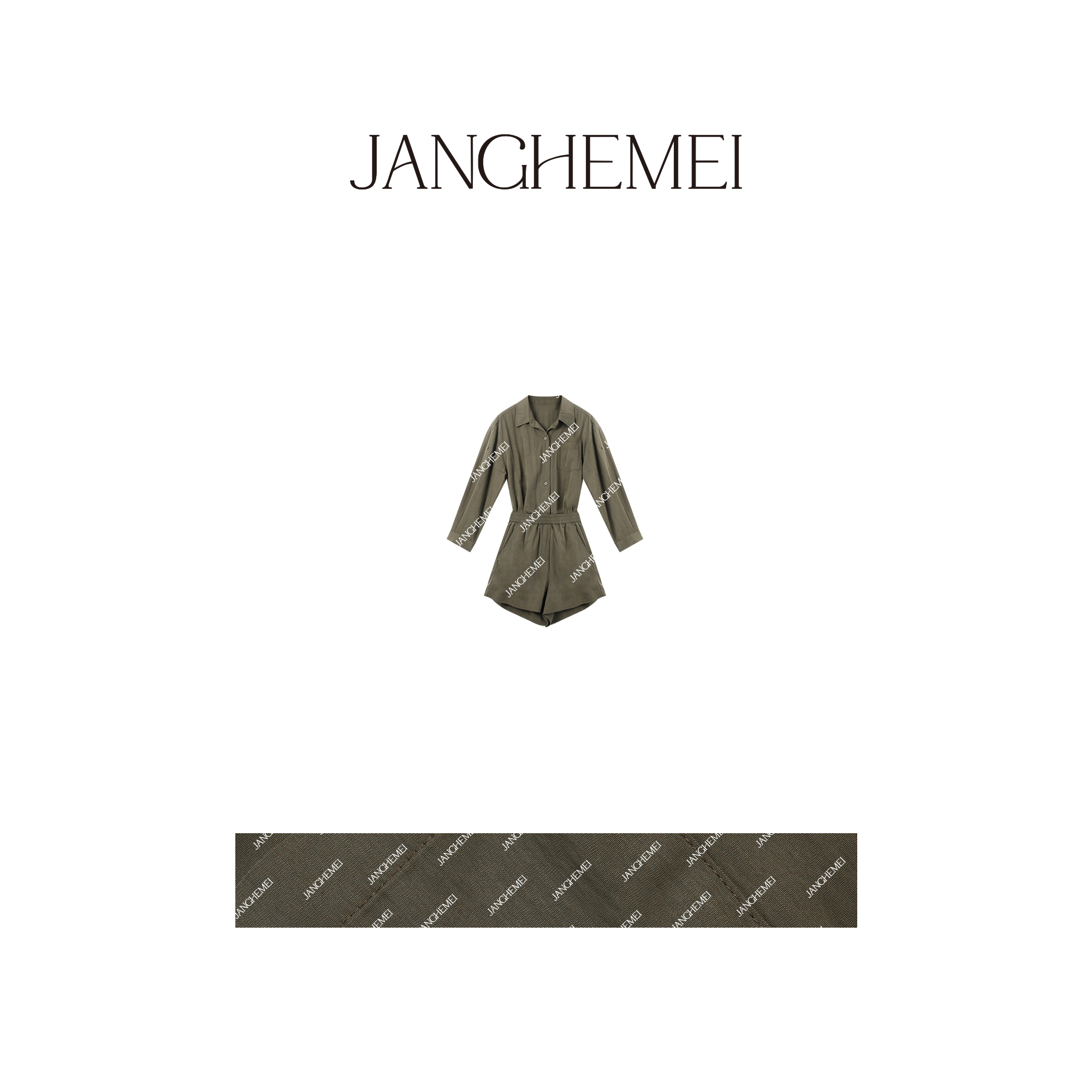 JANGHEMEI【连体裤系列】长袖翻领排扣连体裤 Q20913M42