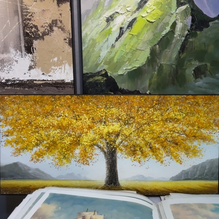 油画油画作品欣赏70.150带铝合黑框