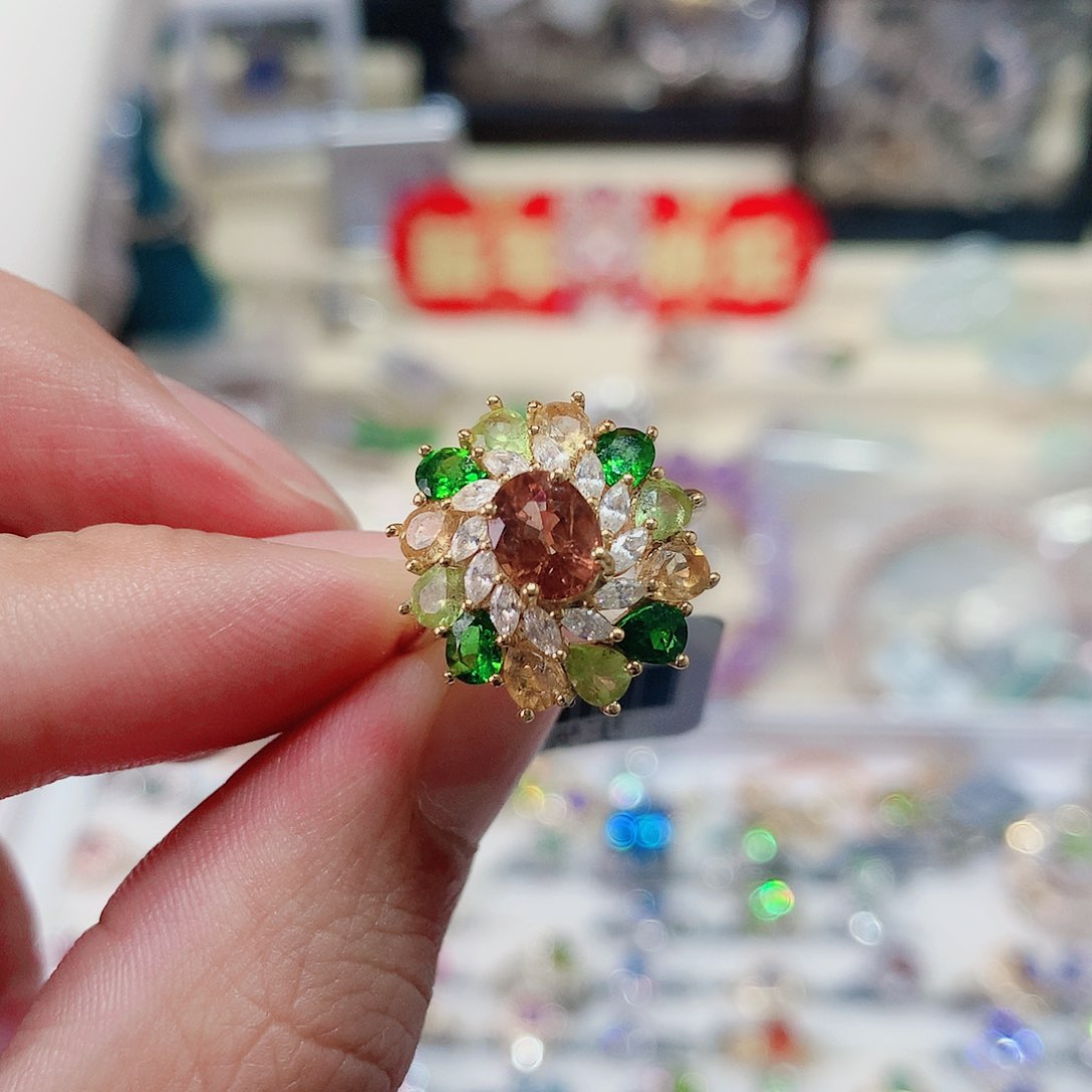 碧玺戒指戒指银S925镶嵌