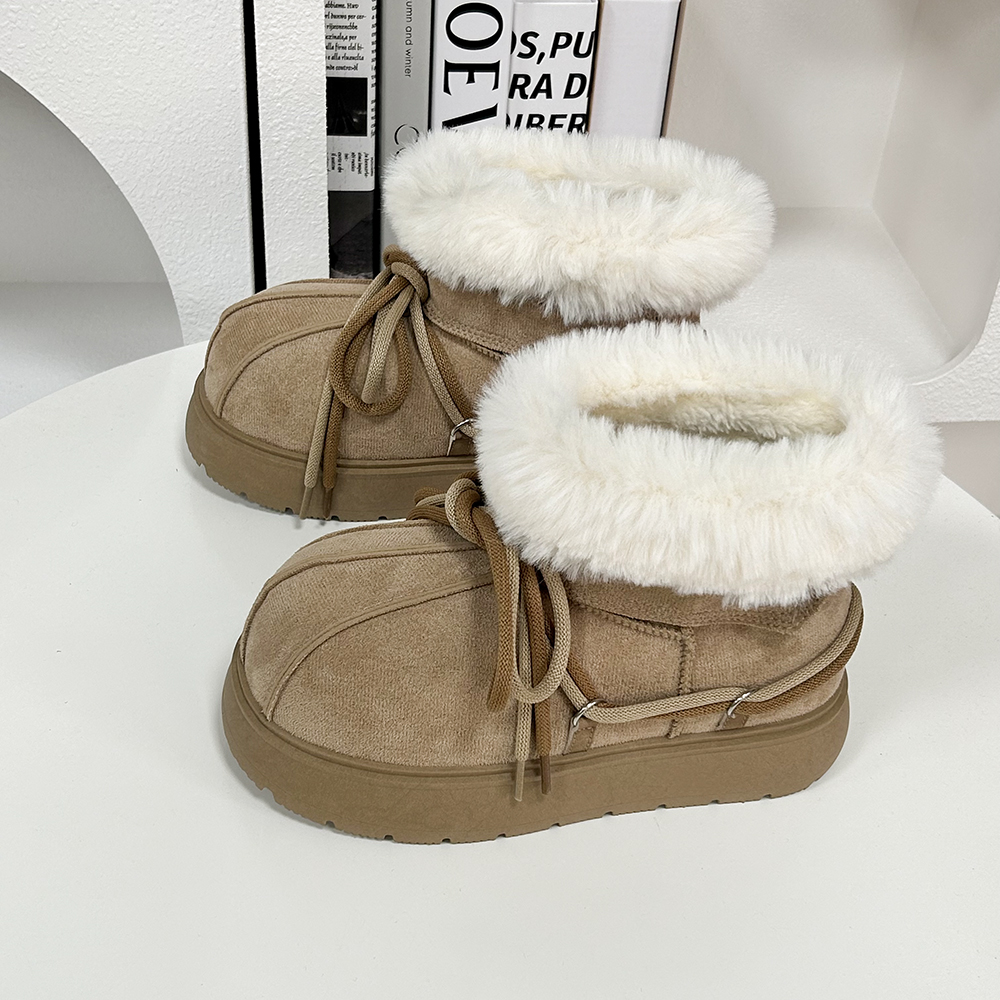 KC861 丑萌大头厚底雪地靴女款加绒面包棉鞋2024冬季新款潮流棉靴