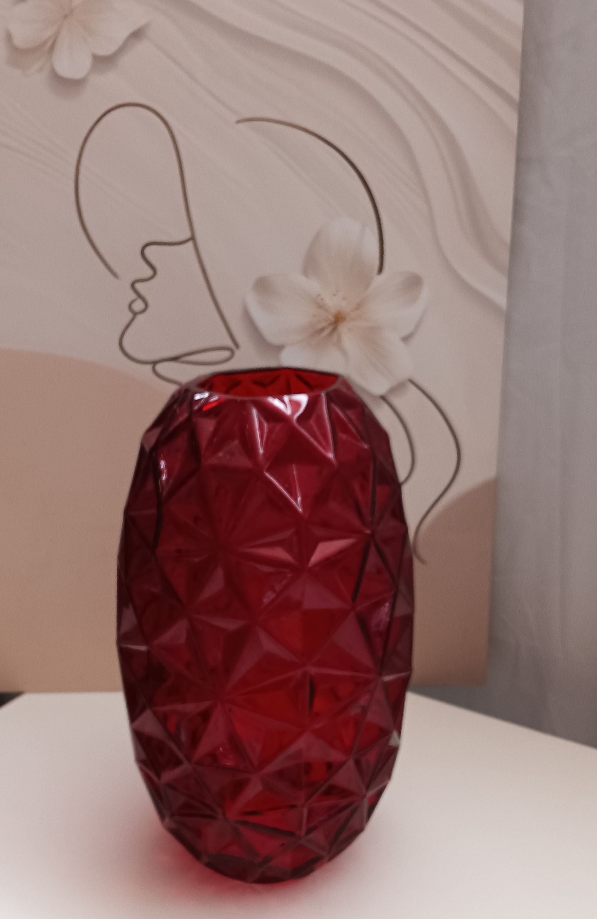 钻石中国红欧洲轻奢风高颜值客厅插花大口径摆件花瓶CM23